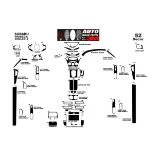 Subaru Tribeca 2006-2014 3D Interior Dashboard Trim Kit Dash Trim Dekor 52-Parts 2