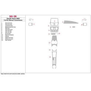 Suzuki Aerio 2002-2002 Full Set, Manual Gear Box Interior BD Dash Trim Kit 2