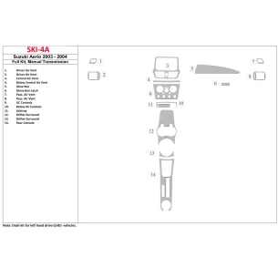Suzuki Aerio 2003-2004 Full Set, Manual Gear Box Interior BD Dash Trim Kit 2