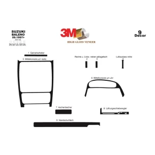 Suzuki Baleno 09.97-06.06 3D Interior Dashboard Trim Kit Dash Trim Dekor 9-Parts 2