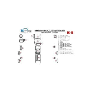 Suzuki Grand Vitara 1999-2002 Suzuki Gr? Vitara/XL7,1999-UP, Automatic Gearbox, Basic Set, 4 Doors Interior BD Dash Trim Kit 2