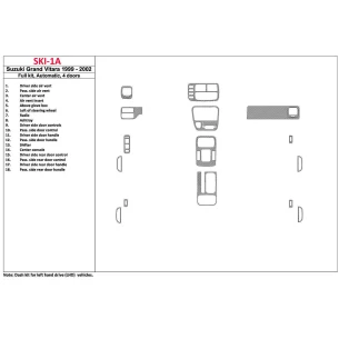 Suzuki Grand Vitara 1999-2002 Suzuki Grand Vitara/XL7,1999-UP, Automatic Gearbox, Full Set, 4 Doors Interior BD Dash Trim Kit 2