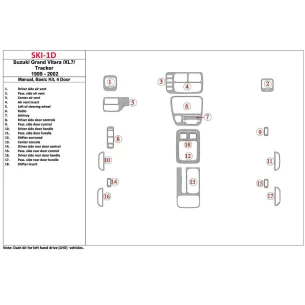 Suzuki Grand Vitara 1999-2002 Suzuki Gr? Vitara/XL7,1999-UP, Manual Gearbox, Basic Set, 4 Doors Interior BD Dash Trim Kit 2
