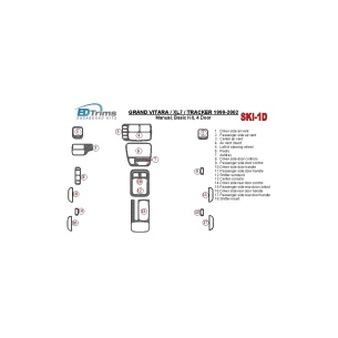Suzuki Grand Vitara 1999-2002 Suzuki Gr? Vitara/XL7,1999-UP, Manual Gearbox, Basic Set, 4 Doors Interior BD Dash Trim Kit
