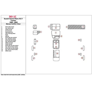 Suzuki Grand Vitara 1999-2002 Suzuki Gr? Vitara/XL7,1999-UP, Manual Gearbox, Full Set, 4 Doors Interior BD Dash Trim Kit 2