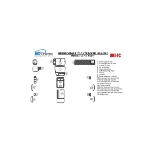 Suzuki Grand Vitara 1999-2002 Suzuki Gr? Vitara/XL7,1999-UP, Manual Gearbox, Full Set, 4 Doors Interior BD Dash Trim Kit
