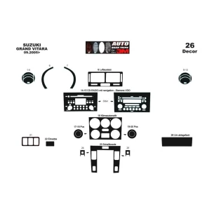 Suzuki Grand vitara 4x4 09.2005 3D Interior Dashboard Trim Kit Dash Trim Dekor 26-Parts 2