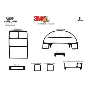 Suzuki Swift 09.91-11.96 3D Interior Dashboard Trim Kit Dash Trim Dekor 8-Parts 2