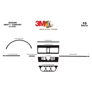 Suzuki Swift Comfort 04.05-12.10 3D Interior Dashboard Trim Kit Dash Trim Dekor 10-Parts 2