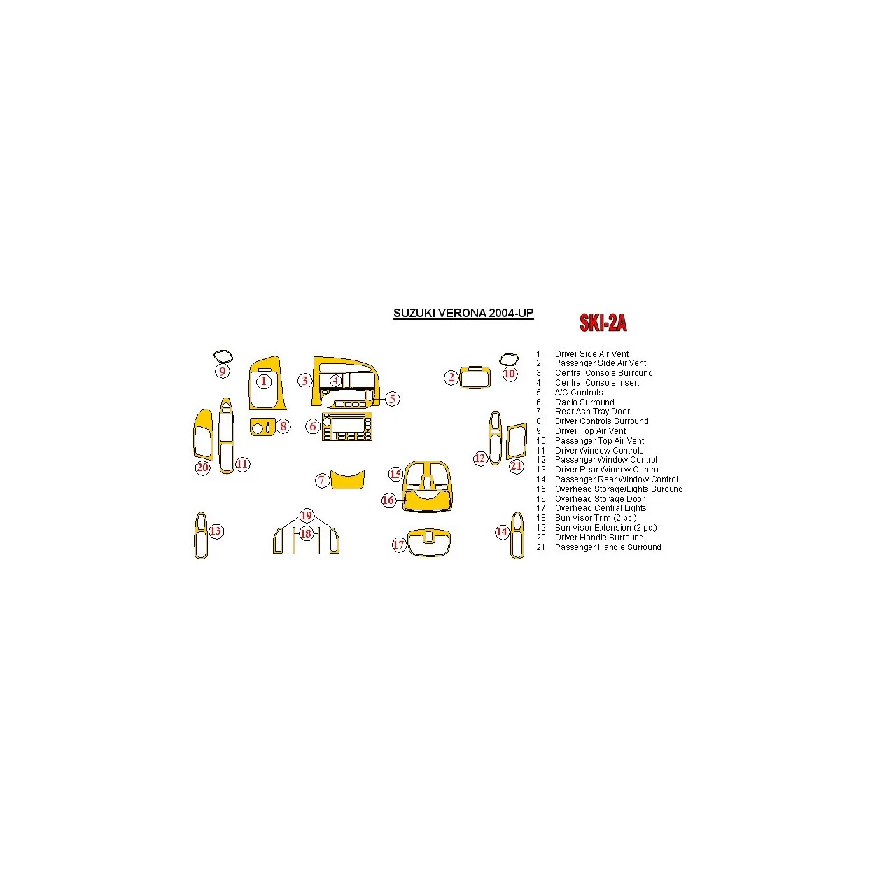 Suzuki Verona/Chevrolet Epica 2004-UP Full Set Interior BD Dash Trim Kit