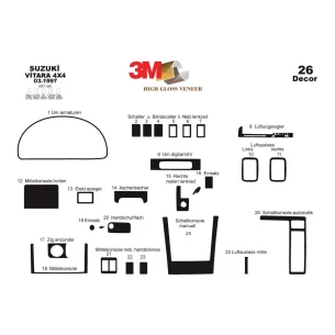 Suzuki Vitara 4x4 03.97-07.05 3D Interior Dashboard Trim Kit Dash Trim Dekor 26-Parts 2