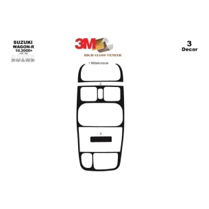 Suzuki Wagon R 10.00-12.02 3D Interior Dashboard Trim Kit Dash Trim Dekor 3-Parts 2