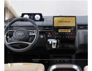 Hyundai Staria 2021 - Present Multimedia + climate-control ExtraShield Screeen Protector - 1 - Interior Dash Trim Kit