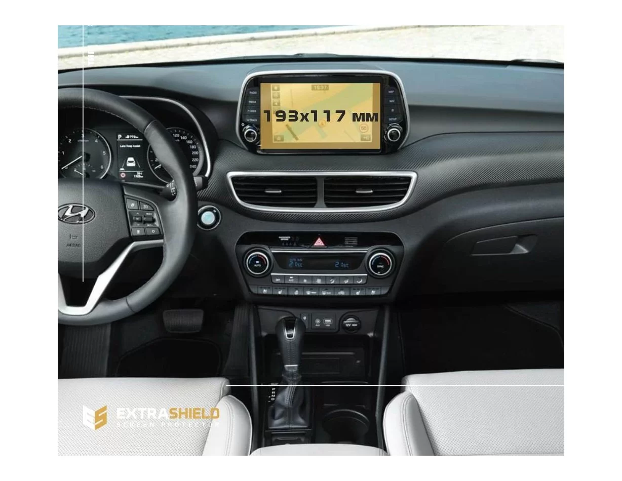 Hyundai Tucson 2015 - 2020 Multimedia 8" ExtraShield Screeen Protector - 1 - Interior Dash Trim Kit