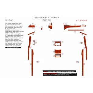 TESLA MODEL X 2016-UP 3D Interior Dashboard Trim Kit Dash Trim Dekor 25-Parts 2