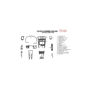 Toyota 4 Runner 1996-1998 Automatic Gearbox, 4WD, 21 Parts set Interior BD Dash Trim Kit