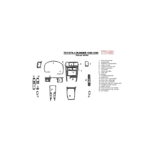 Toyota 4 Runner 1996-1998 Manual Gearbox, 21 Parts set Interior BD Dash Trim Kit