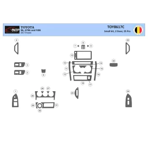 Toyota 86 2017-2021 3D Interior Dashboard Trim Kit Dash Trim Dekor 25-Parts