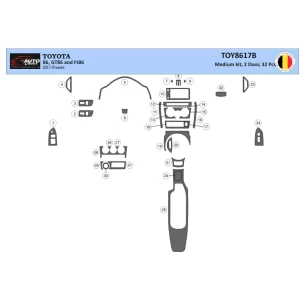 Toyota 86 2017-2021 3D Interior Dashboard Trim Kit Dash Trim Dekor 32-Parts