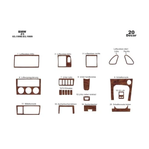 BMW Z3 e36 1996-1999 3D Interior Dashboard Trim Kit Dash Trim Dekor 20-Parts 2