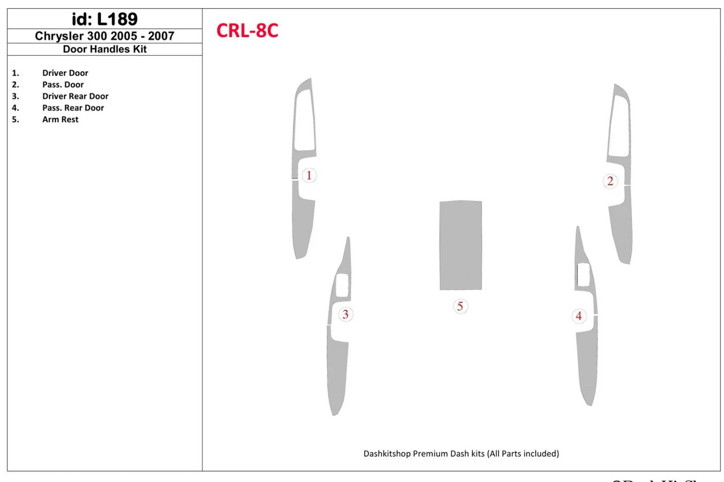 Chrysler 300 2005-2007 Door Handles Interior BD Dash Trim Kit - 1 - Interior Dash Trim Kit