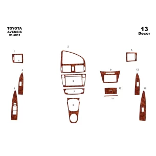 Toyota Avensis 01.2011 3D Interior Dashboard Trim Kit Dash Trim Dekor 13-Parts 2
