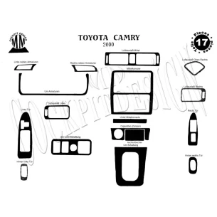 Toyota Camry 01.00-12.02 3D Interior Dashboard Trim Kit Dash Trim Dekor 17-Parts 2