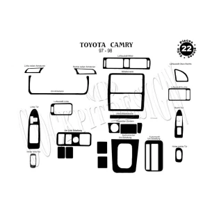 Toyota Camry 12.97-12.99 3D Interior Dashboard Trim Kit Dash Trim Dekor 24-Parts 2
