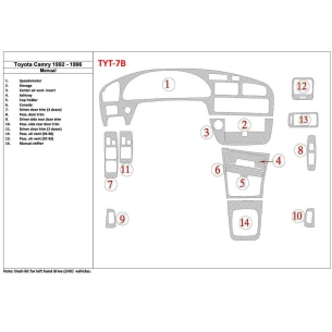 Toyota Camry 1992-1996 Manual Gearbox, 14 Parts set Interior BD Dash Trim Kit 2