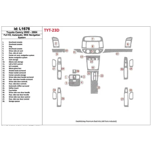Toyota Camry 2002-2004 Full Set, Automatic Gear, With NAVI system, Without OEM Interior BD Dash Trim Kit 2