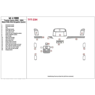 Toyota Camry 2002-2004 OEM Compliance, With NAVI system Interior BD Dash Trim Kit 2