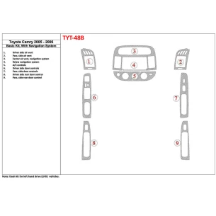Toyota Camry 2005-2006 Basic Set, With NAVI system, Without OEM Interior BD Dash Trim Kit