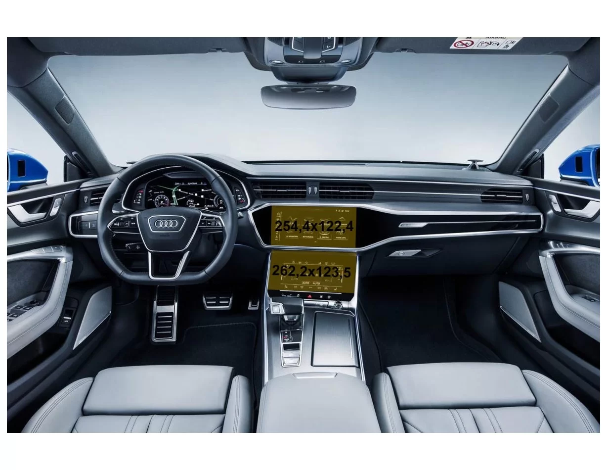 Audi A7 II (4K) 2017 - Present Multimedia + Climate-Control 10,2-8,6" ExtraShield Screeen Protector - 1 - Interior Dash Trim Kit