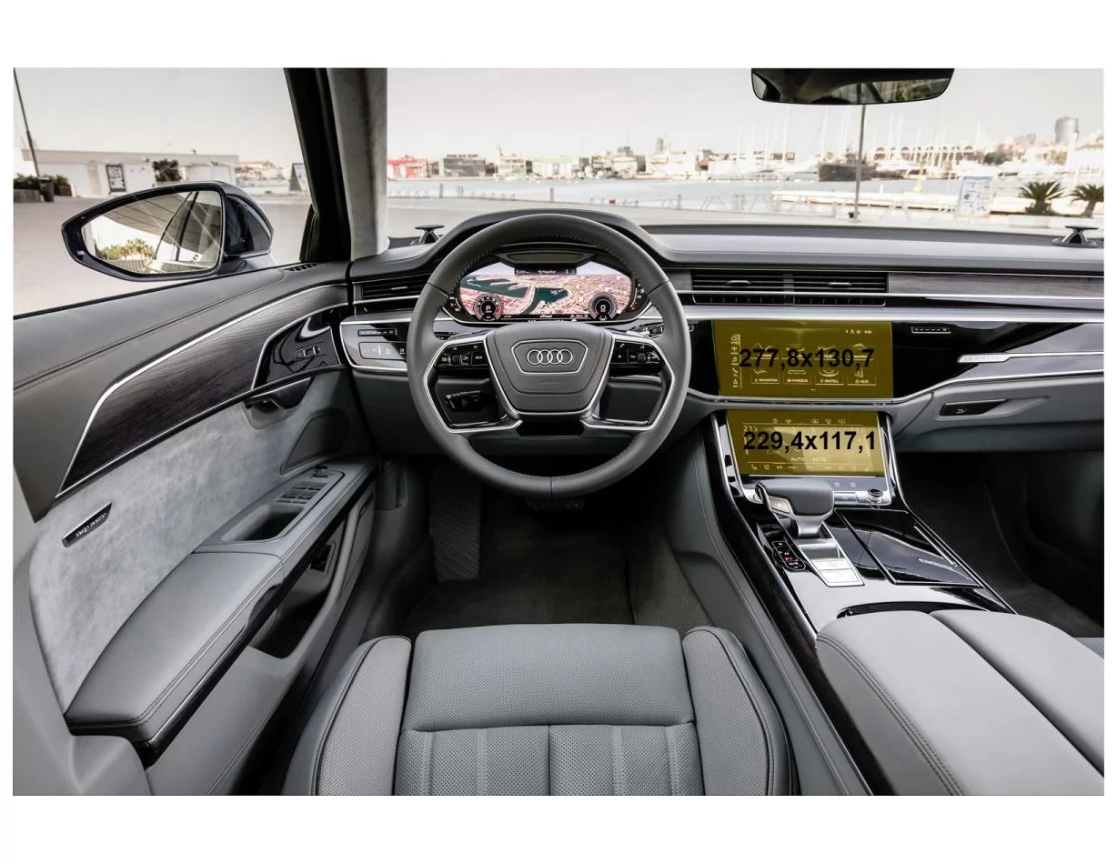 Audi A8 (D5) 2017 - Present Multimedia + Climate-Control 10,2-8,6" ExtraShield Screeen Protector - 1 - Interior Dash Trim Kit