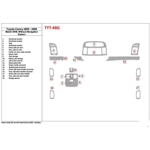 Toyota Camry 2005-2006 OEM Compliance, Without NAVI system Interior BD Dash Trim Kit