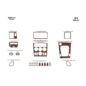 BMW Z3 E36-8 04.1999 3D Interior Dashboard Trim Kit Dash Trim Dekor 21-Parts 2