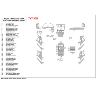 Toyota Camry 2007-2010 Full Set, 4 Cyl With NAVI Interior BD Dash Trim Kit