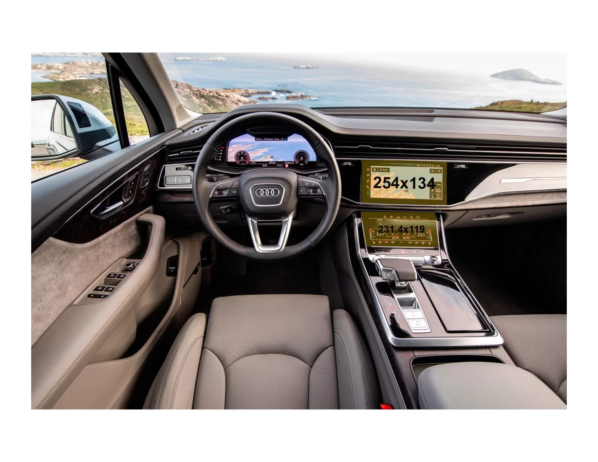 Audi Q7 II (4M) Facelift 2019- Present Multimedia + Climate-Control 10,1-8,6" ExtraShield Screeen Protector - 1 - Interior Dash 