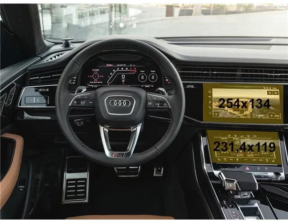 Audi Q8 (4MN) 2018 - Present Multimedia + Climate-Control 10,1-8,6" ExtraShield Screeen Protector - 1 - Interior Dash Trim Kit