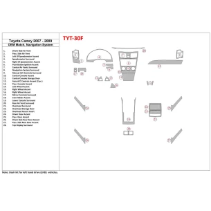 Toyota Camry 2007-2010 Full Set, With OEM Wood Kit, With NAVI Interior BD Dash Trim Kit
