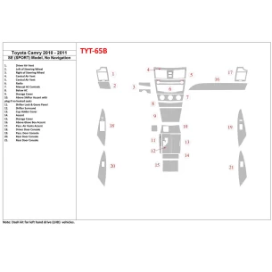 Toyota Camry 2010-2011 SE Sport Model, Without NAVI Interior BD Dash Trim Kit