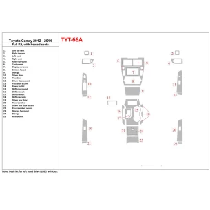 Toyota Camry 2012-UP Full Set, With Heating Seats Interior BD Dash Trim Kit