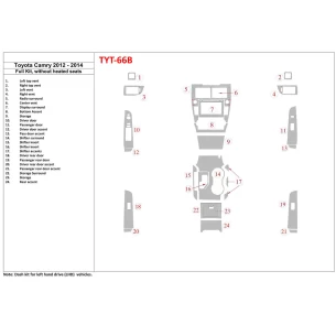 Toyota Camry 2012-UP Full Set, Without Seats Heating Interior BD Dash Trim Kit