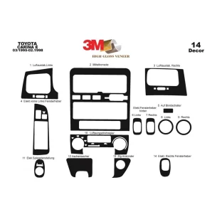 Toyota Carina E 01.95-01.98 3D Interior Dashboard Trim Kit Dash Trim Dekor 14-Parts 2