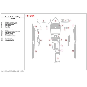 Toyota Celica 2000-UP 2 Doors Interior BD Dash Trim Kit