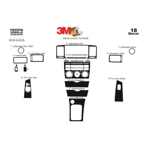 Toyota Corolla 03.02-05.04 3D Interior Dashboard Trim Kit Dash Trim Dekor 18-Parts 2