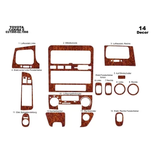 Toyota Corolla 03.97-02.02 3D Interior Dashboard Trim Kit Dash Trim Dekor 14-Parts 2