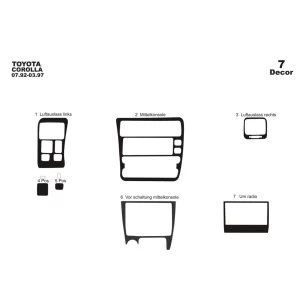 Toyota Corolla 07.92-02.97 3D Interior Dashboard Trim Kit Dash Trim Dekor 7-Parts 2