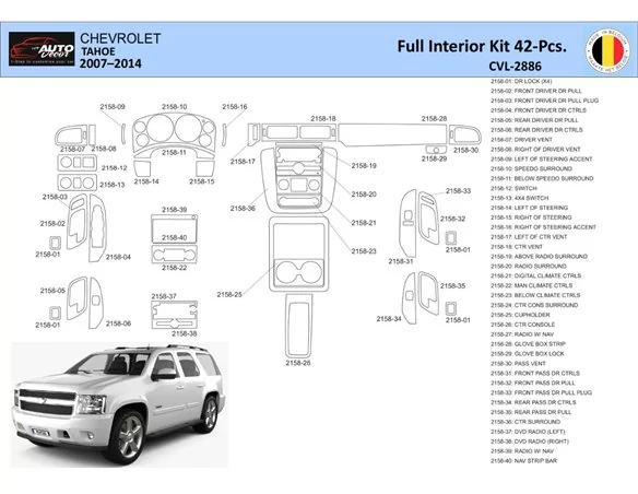 Chevrolet Tahoe 2007-2014 Interior WHZ Dashboard trim kit 42 Parts - 1 - Interior Dash Trim Kit