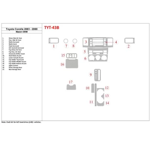 Toyota Corolla 2003-2008 OEM Compliance Interior BD Dash Trim Kit